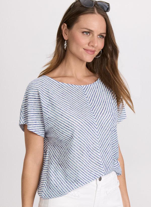 laura Striped Drop Shoulder Top