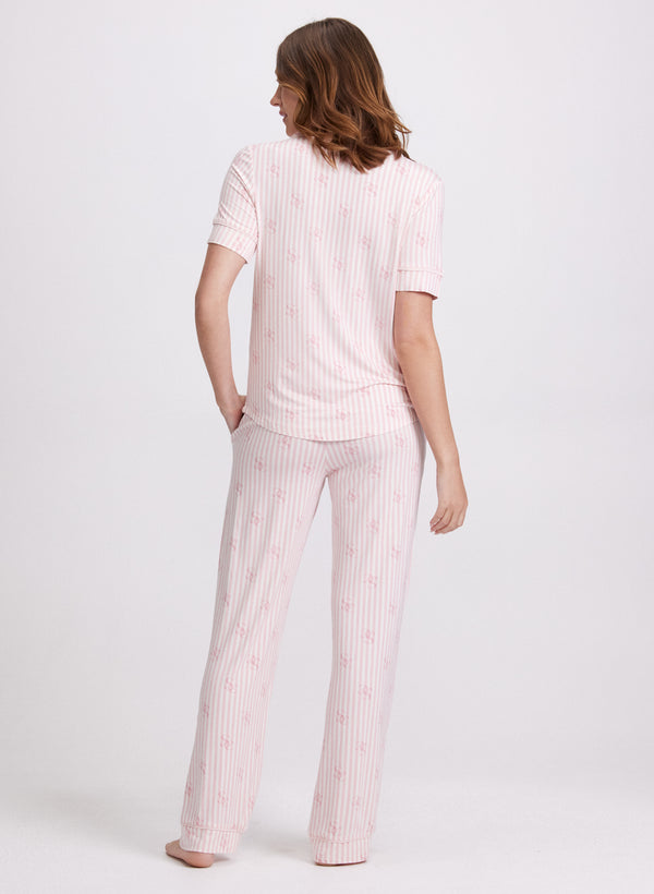 Laura Striped Letter Print Pyjama Set