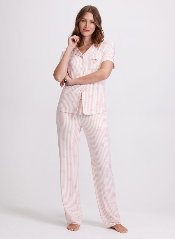laura Striped Letter Print Pyjama Set