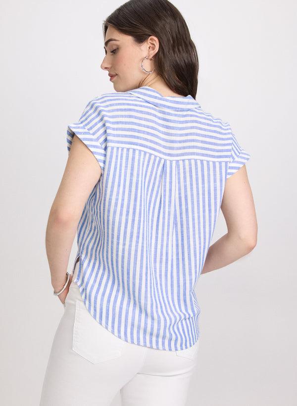 Laura Striped Linen-Blend Blouse