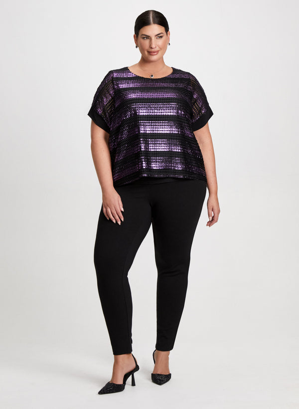 laura Striped Metallic Top & Bow Detail Pants