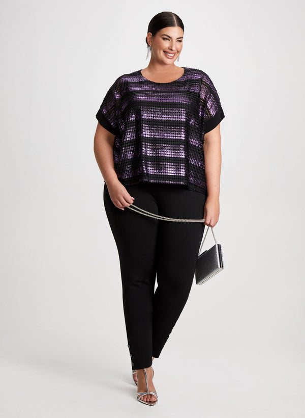 laura Striped Metallic Top & Straight Leg Pants