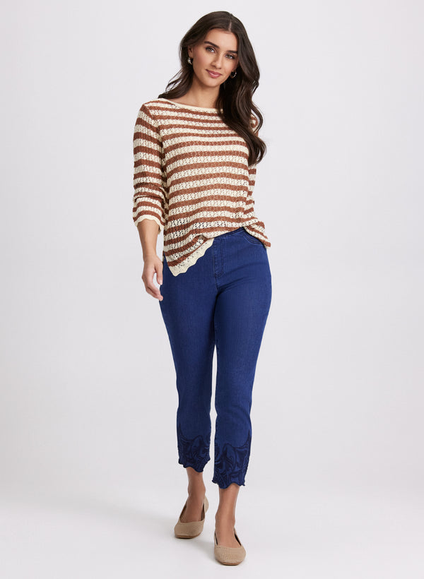 Laura Striped Open Weave Sweater