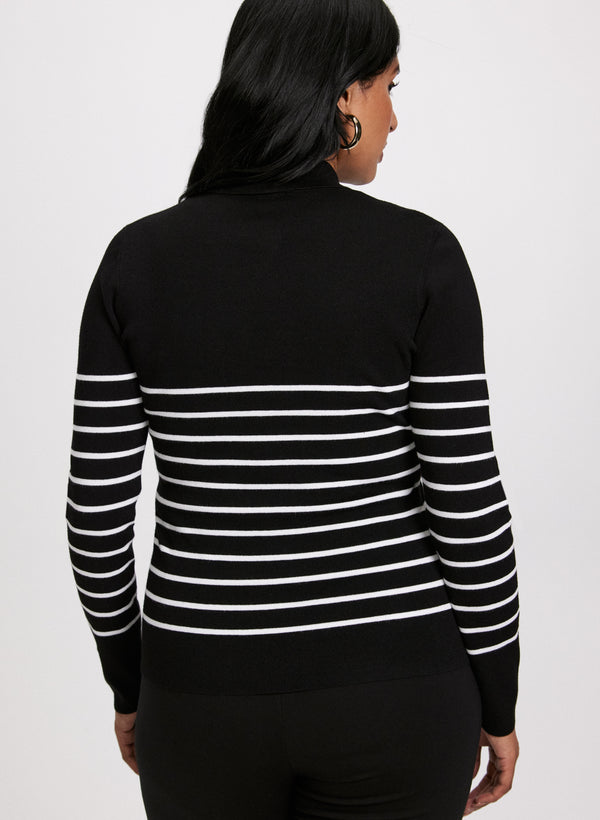 Laura Striped Pearl Button Detail Sweater