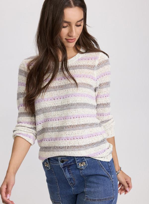 laura Striped Pointelle Knit Sweater