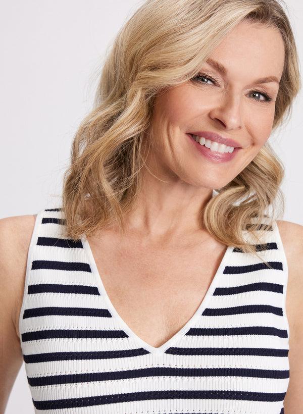 Laura Striped Pointelle Knit Tank Top