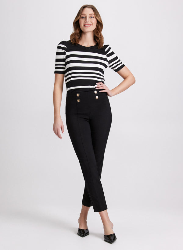 Laura Striped Rhinestone Trim Top