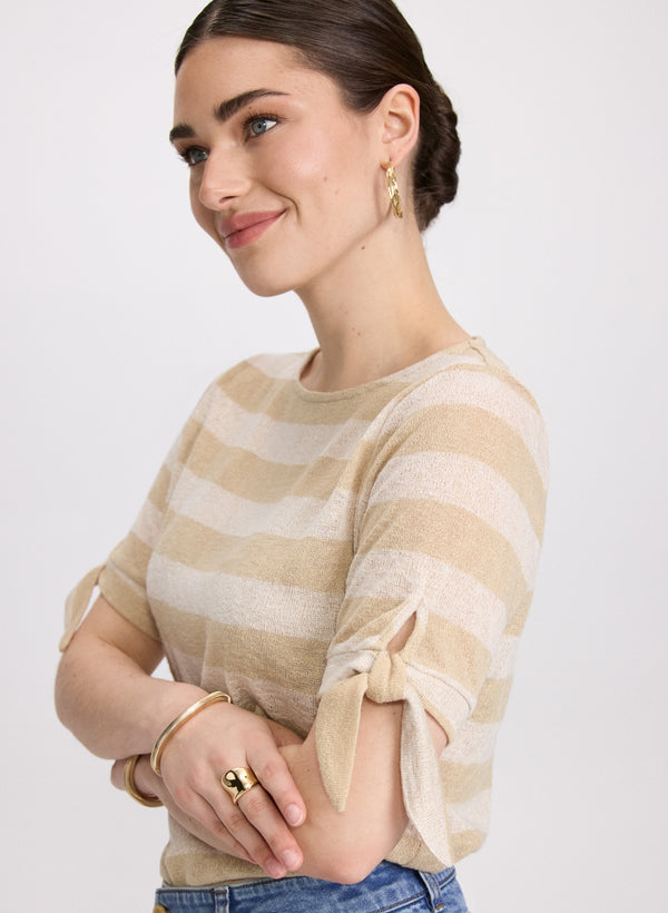 Laura Striped Short Sleeve Sweater