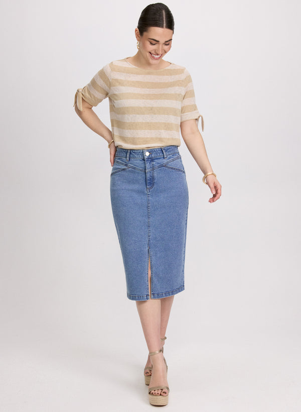 Laura Striped Short Sleeve Sweater