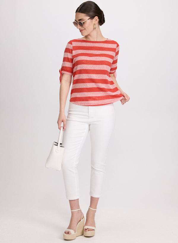 Laura Striped Short Sleeve Sweater