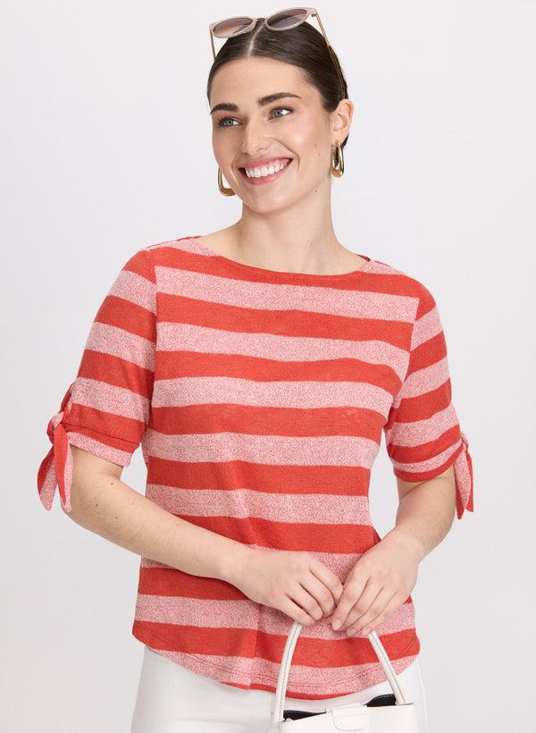 laura Striped Short Sleeve Sweater