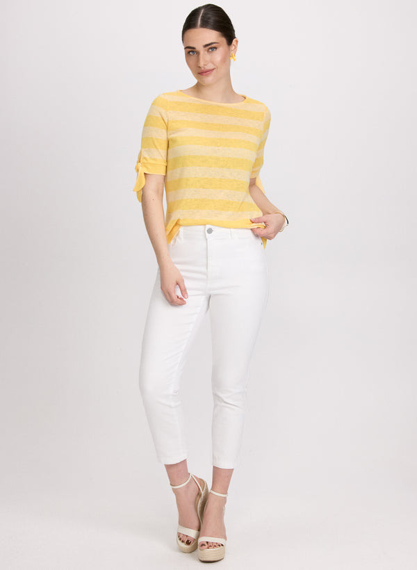 Laura Striped Short Sleeve Sweater