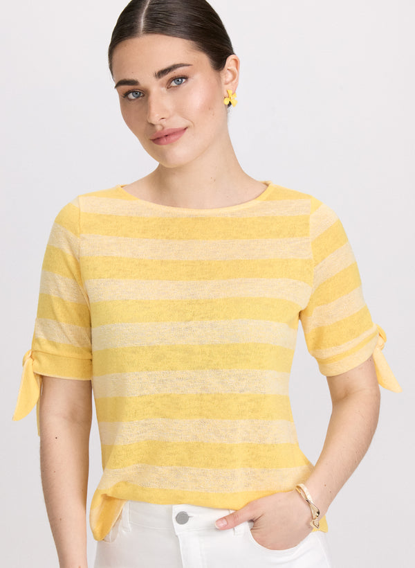 laura Striped Short Sleeve Sweater