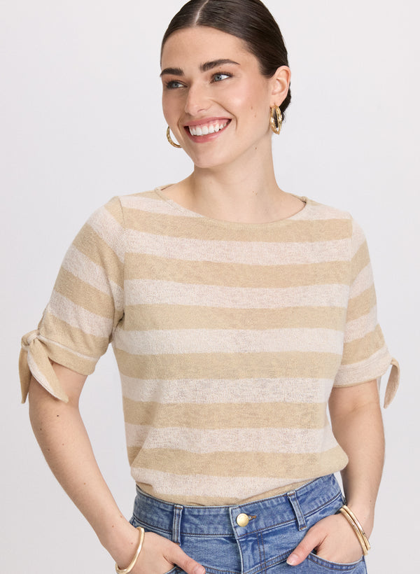 laura Striped Short Sleeve Sweater