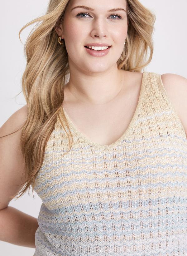 Laura Striped Sleeveless Pointelle Sweater