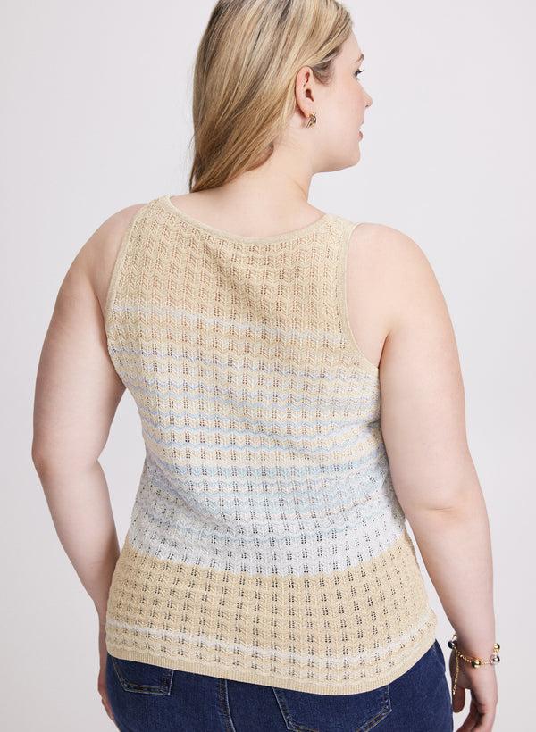 Laura Striped Sleeveless Pointelle Sweater