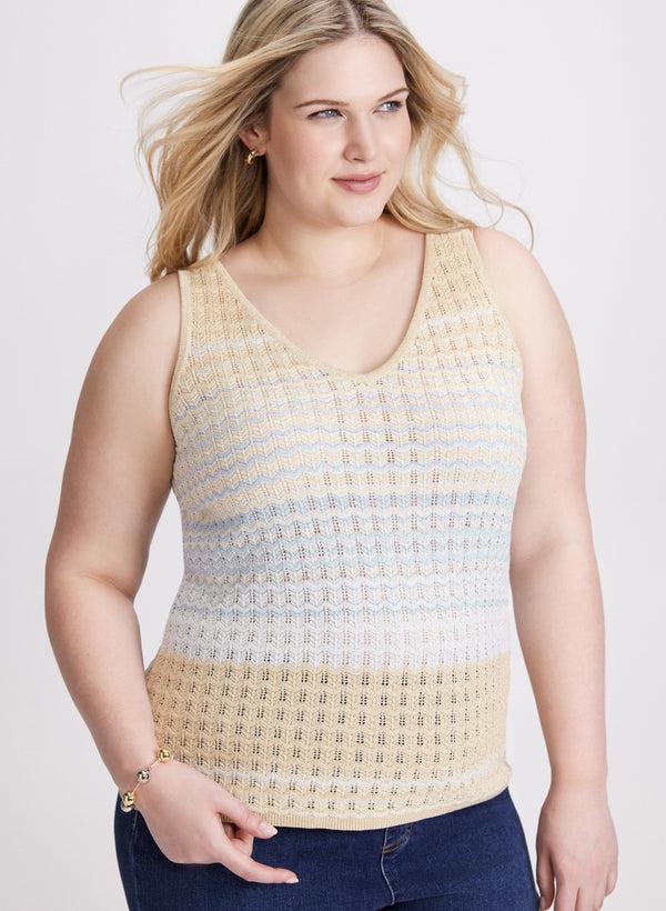 laura Striped Sleeveless Pointelle Sweater