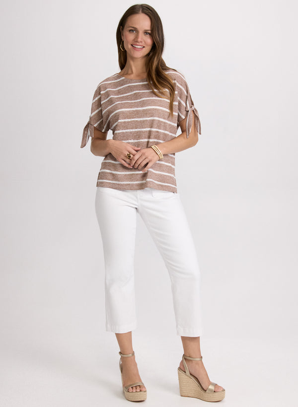 Laura Striped Split-Sleeve Top