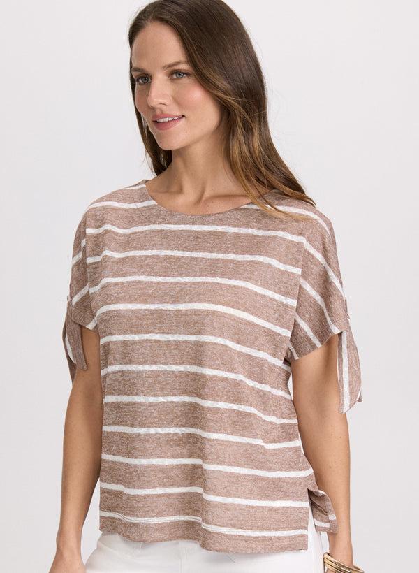 laura Striped Split-Sleeve Top