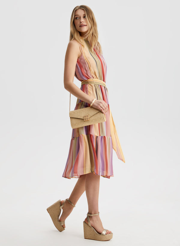 Laura Striped Tiered Midi Dress
