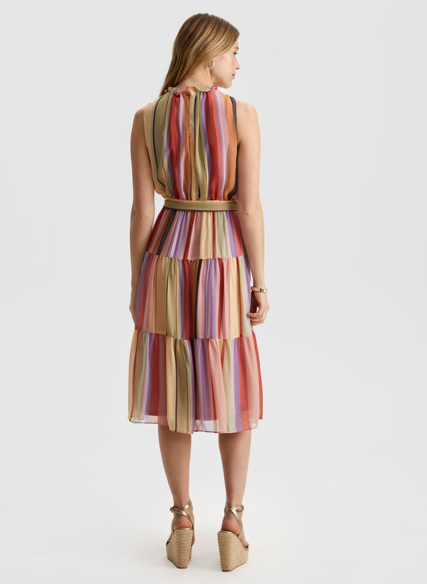 Laura Striped Tiered Midi Dress