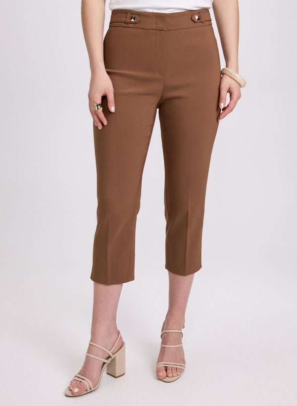 laura Studded Cotton-Blend Capris