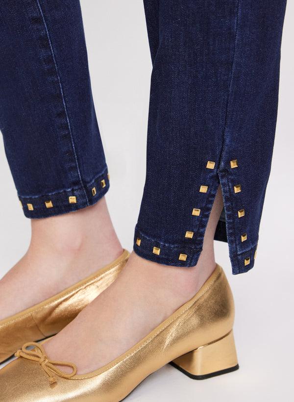 Laura Studded Hem Slim-Leg Jeans
