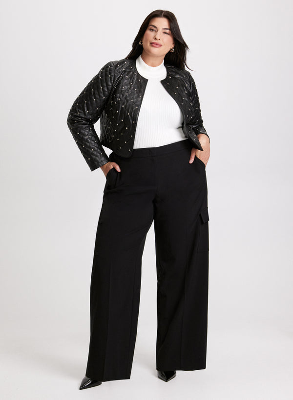 laura Studded Vegan Leather Jacket & Cargo Pants