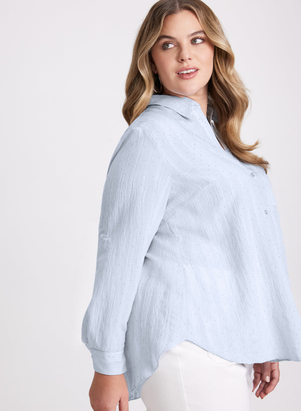 Laura Studs Shadow Stripe Blouse