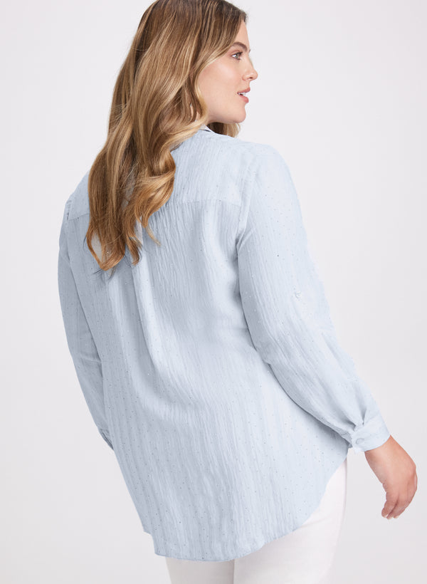 Laura Studs Shadow Stripe Blouse