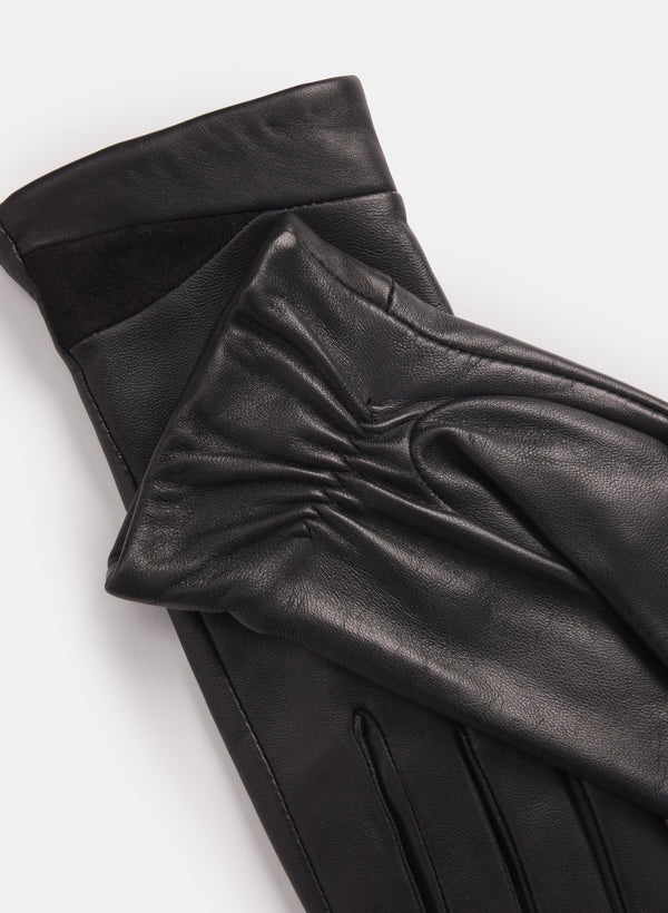 Laura Suede Trim Leather Gloves