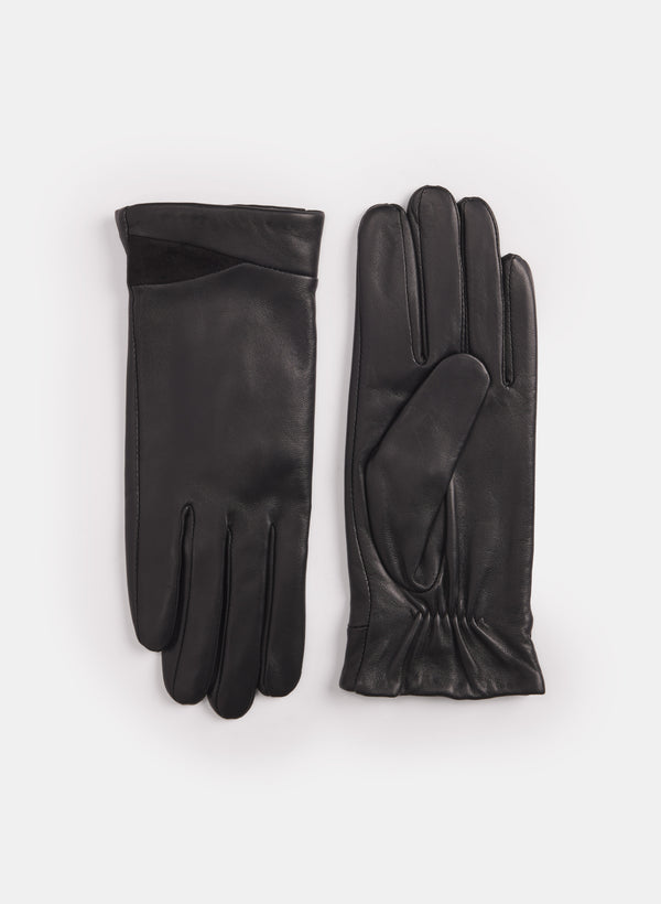 laura Suede Trim Leather Gloves