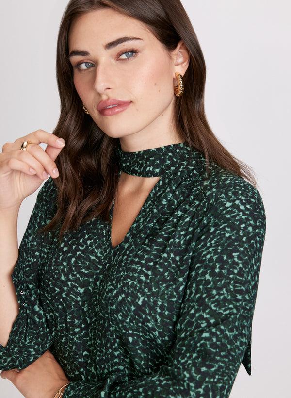 Laura Swirl Print Crepe Blouse