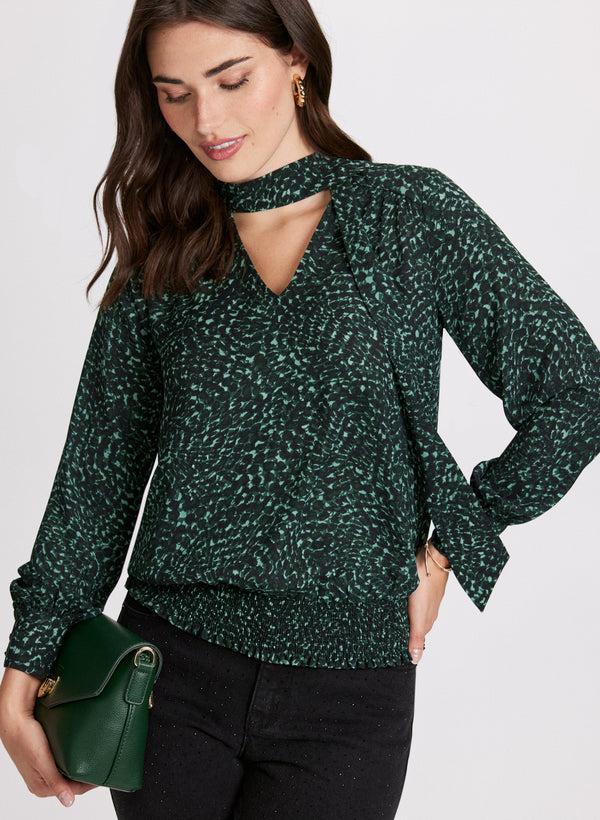 laura Swirl Print Crepe Blouse