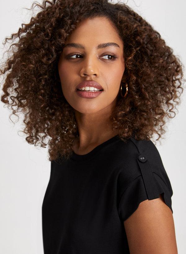 Laura Tab Detail Cap Sleeve Tee