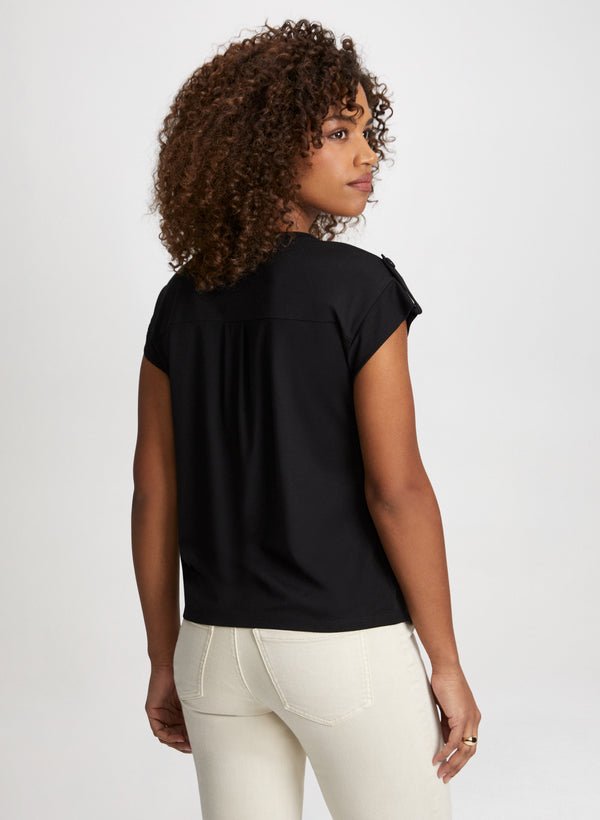 Laura Tab Detail Cap Sleeve Tee