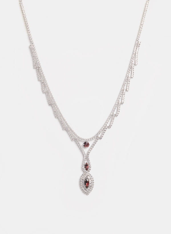 laura Teardrop Crystal Pendant Necklace