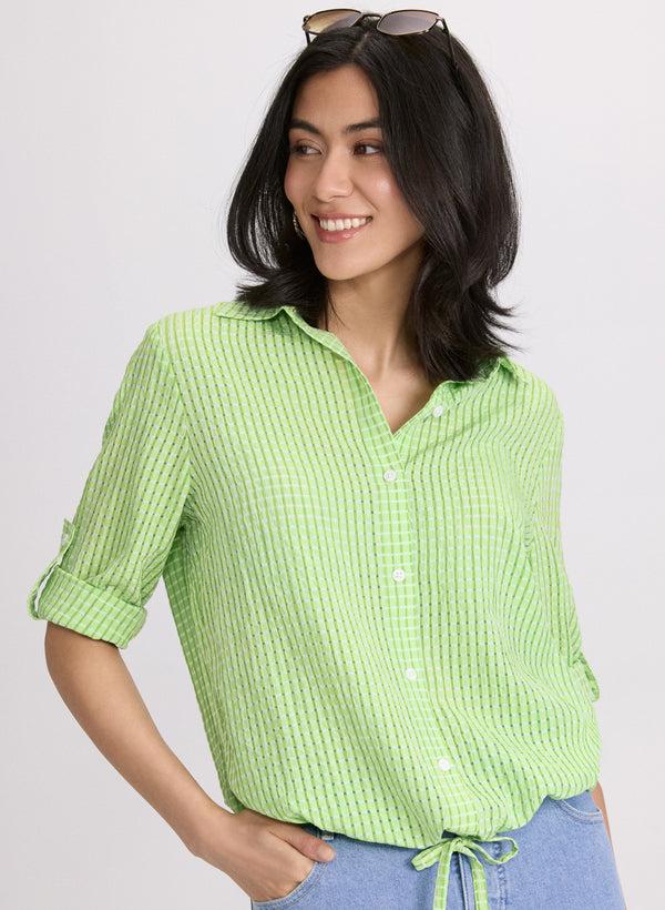 laura Textured Button-Down Blouse