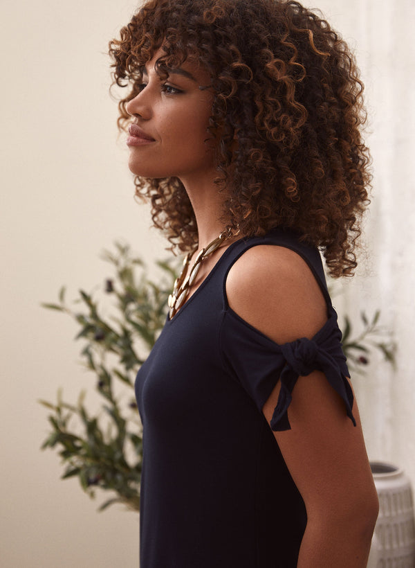 Laura Tie Detail Cold Shoulder Dress