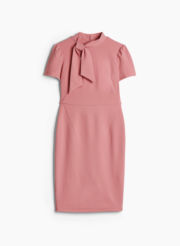 Laura Tie Neck Short Sleeve Dress