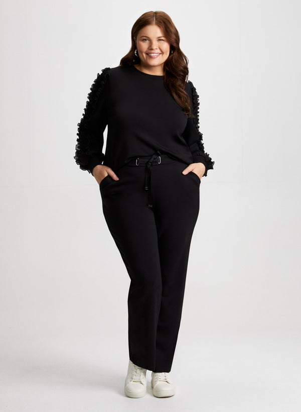 laura Tie Waist Pants & Ruffle Sleeve Top