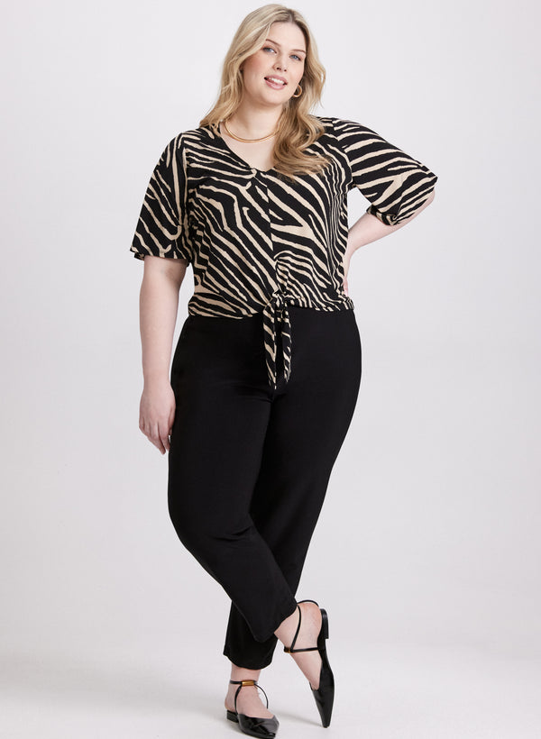 Laura Tied-Hem Zebra Print Top