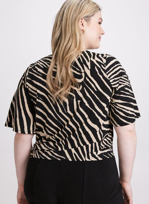 Laura Tied-Hem Zebra Print Top
