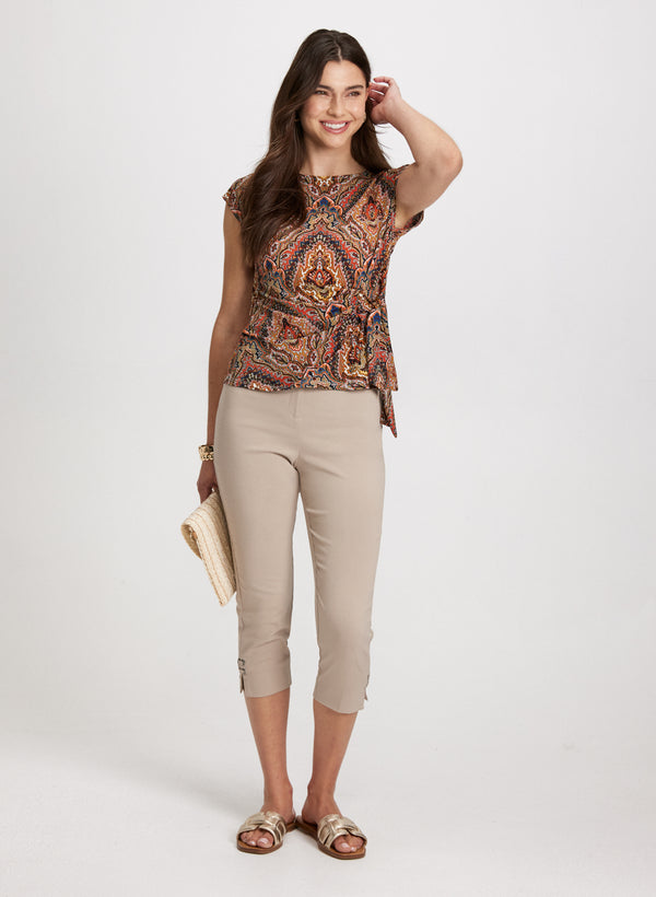 Laura Tied Waist Medallion Print Top