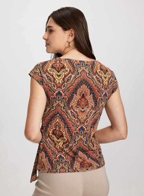 Laura Tied Waist Medallion Print Top