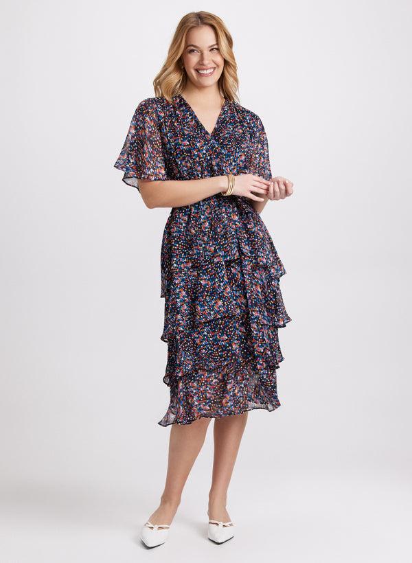 laura Tiered Confetti Print Dress