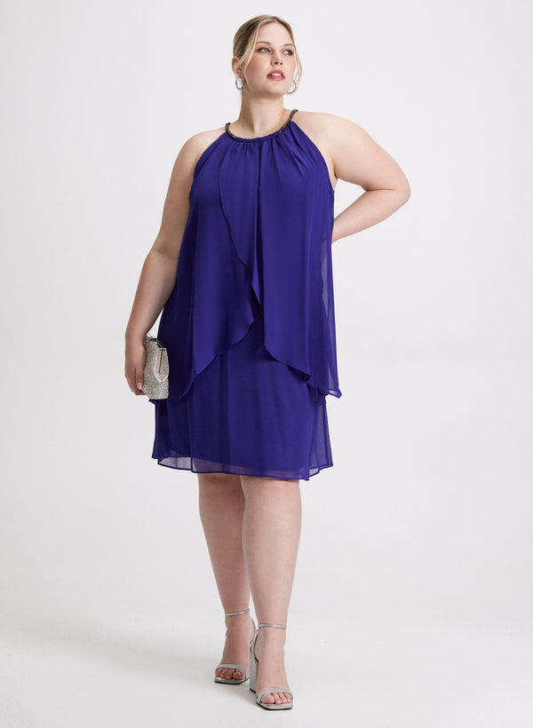 Laura Tiered Embellished Halter Neck Dress