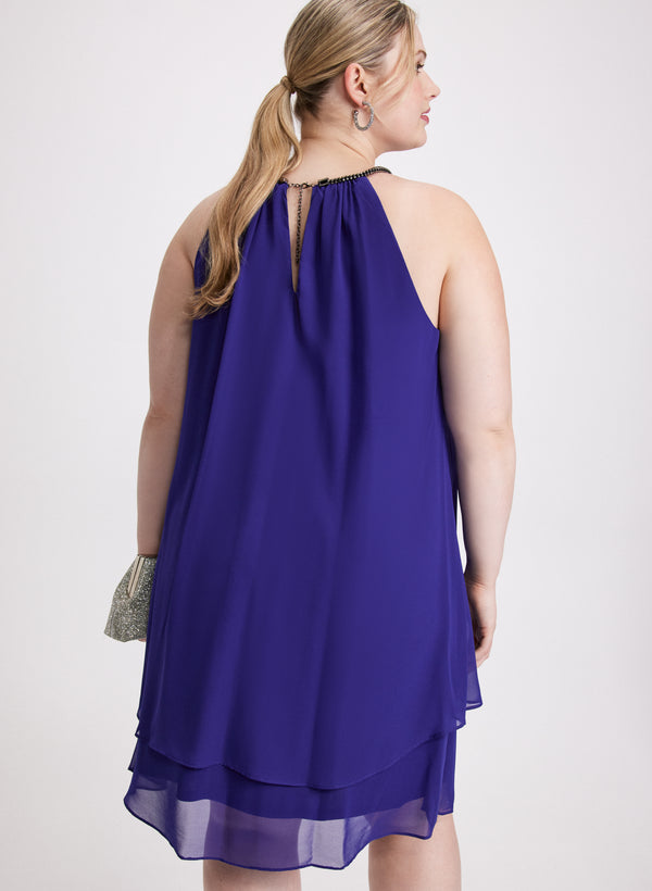 Laura Tiered Embellished Halter Neck Dress