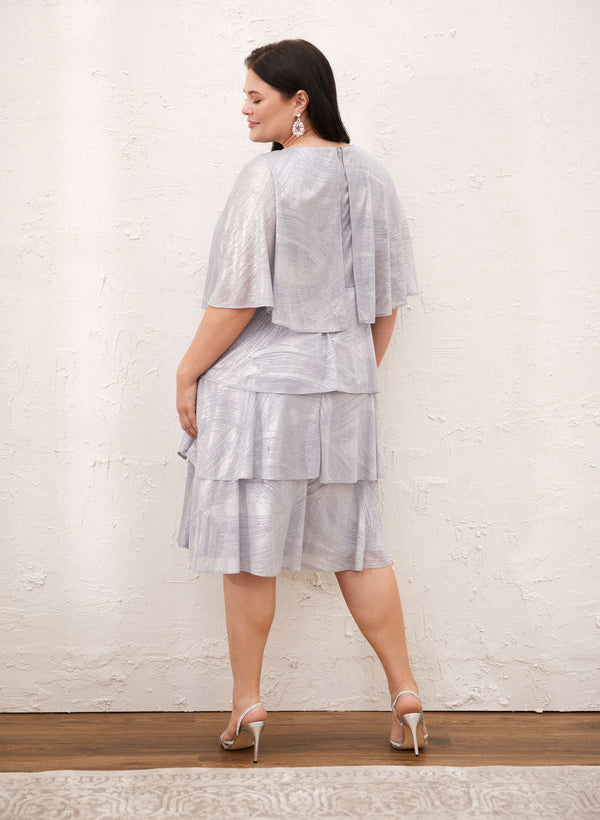 Laura Tiered Metallic Capelet Dress