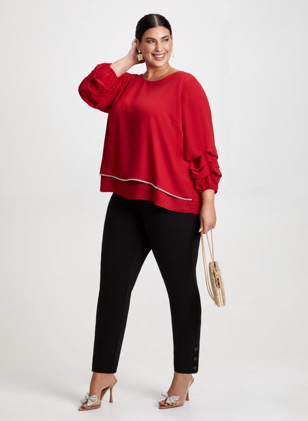 laura Tiered Sleeve Blouse & Straight Leg Pants